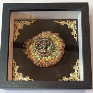 Shadow boxes with elk buttons